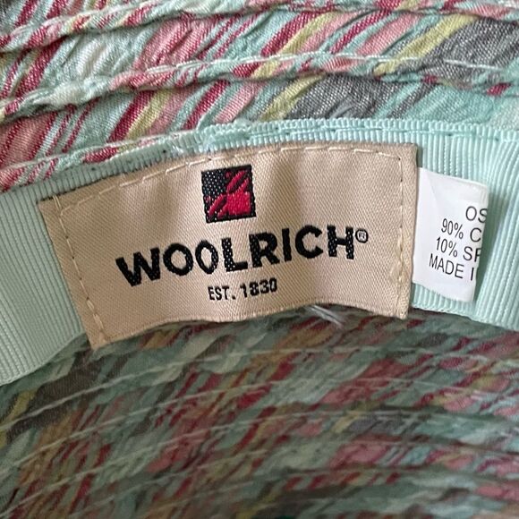 WOOLRICH Multicolor Cotton Bucket Hat Sun Hat Mint Green Pink One Size - Picture 10 of 11